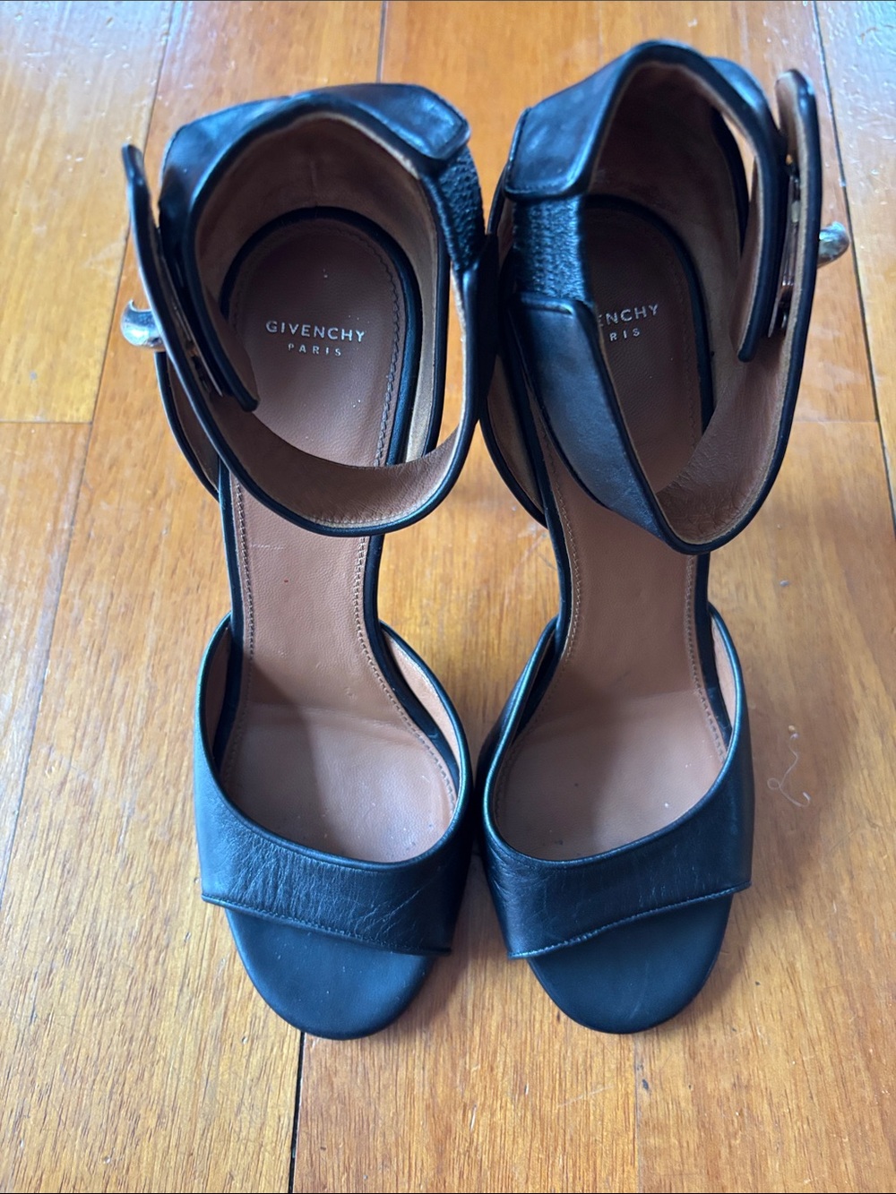 Givenchy shark lock Leather Ankle-Strap Sandals